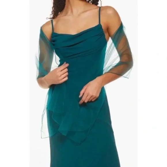 Lulus Captivated Cowl Neck Gown Maxi Dress Emerald Green Size 2 - Picture 10 of 10